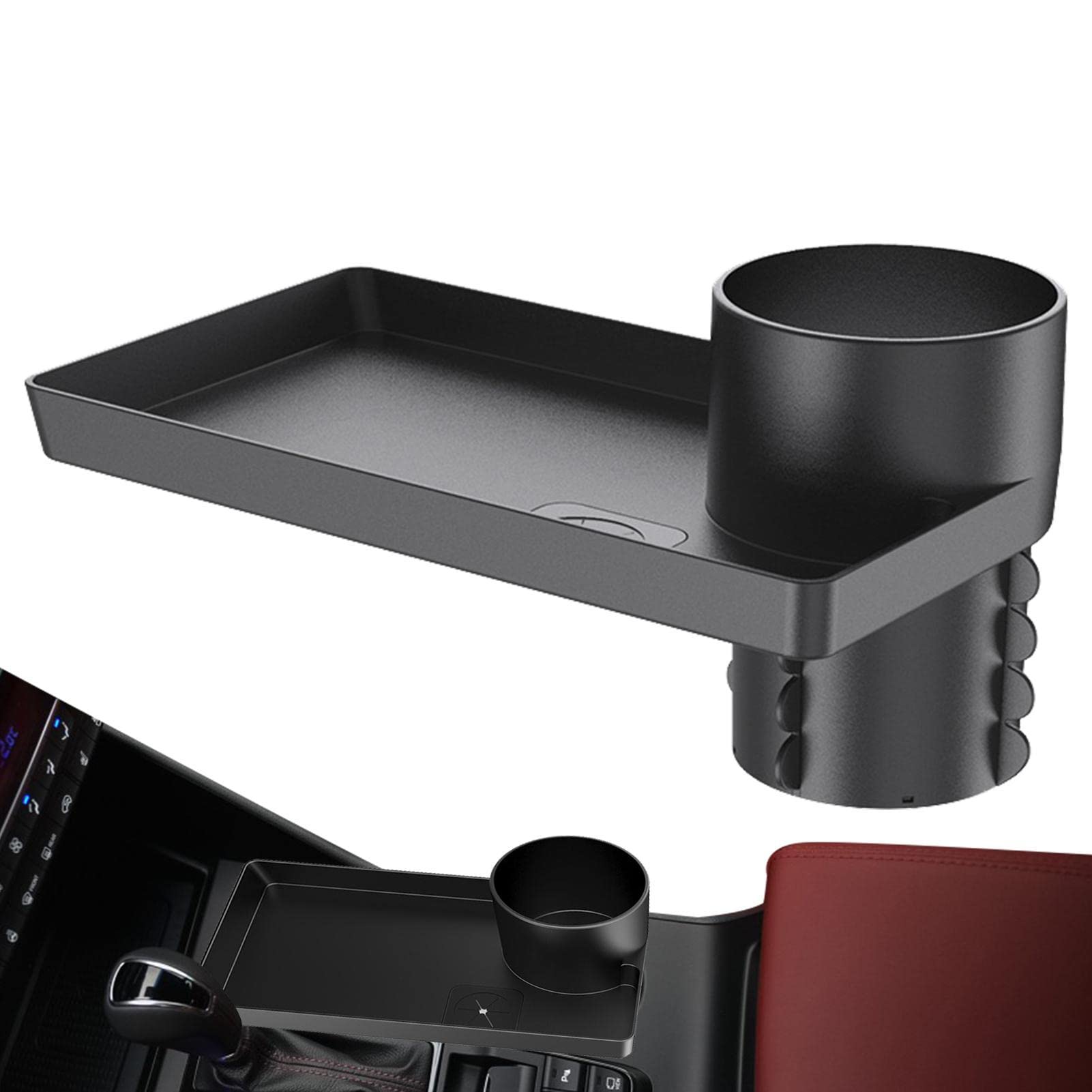 Bavokon Black Cup Holder For Car | Automotive Drink Holder Tray Table | Multifunctional Car Organization Tray Table For Drinks, Snacks, Mobile Phones