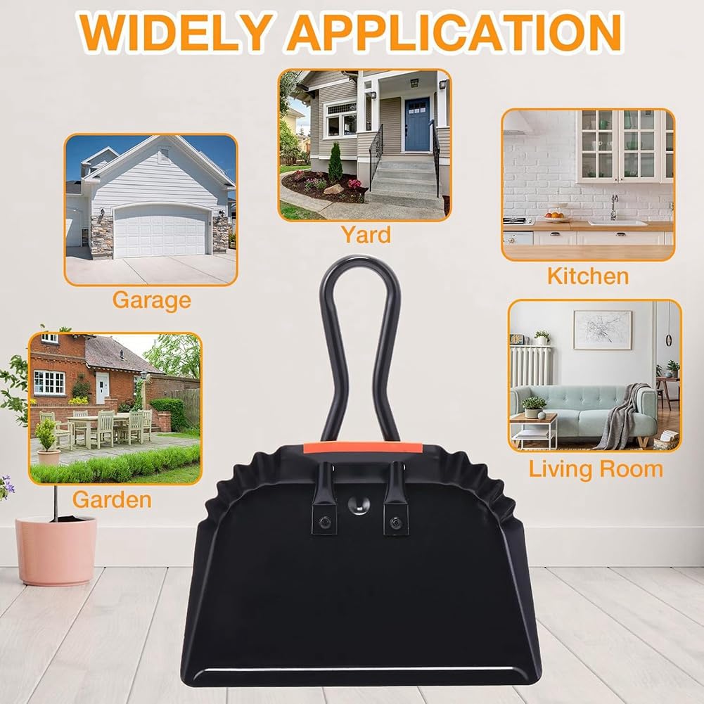 Uhngw Metal Dust Pan - Heavy Duty Dustpan With Handle - Portable Metal Sweepers Household Cleaning Tools For Indoor Outdoor Kitchen Bathroom Garage