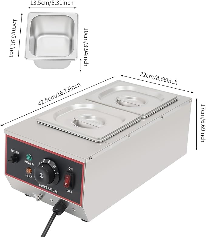 Máquina para fundir chocolate con 2 tanques 800W acero inox miniatura 3
