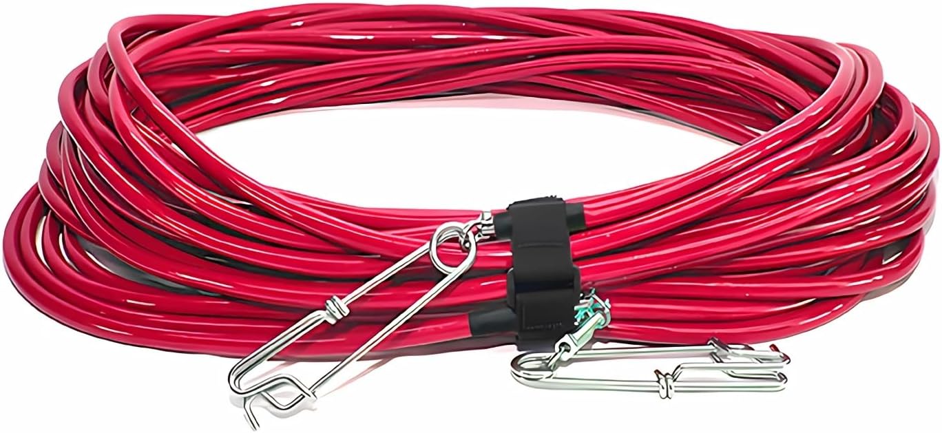 MIMIRACLE Heavy Duty Vinyl Float Line Assembly for Spearfishing and Freediving - High Visibility Red, 550 lb Test Strength, Stainless Steel Clips