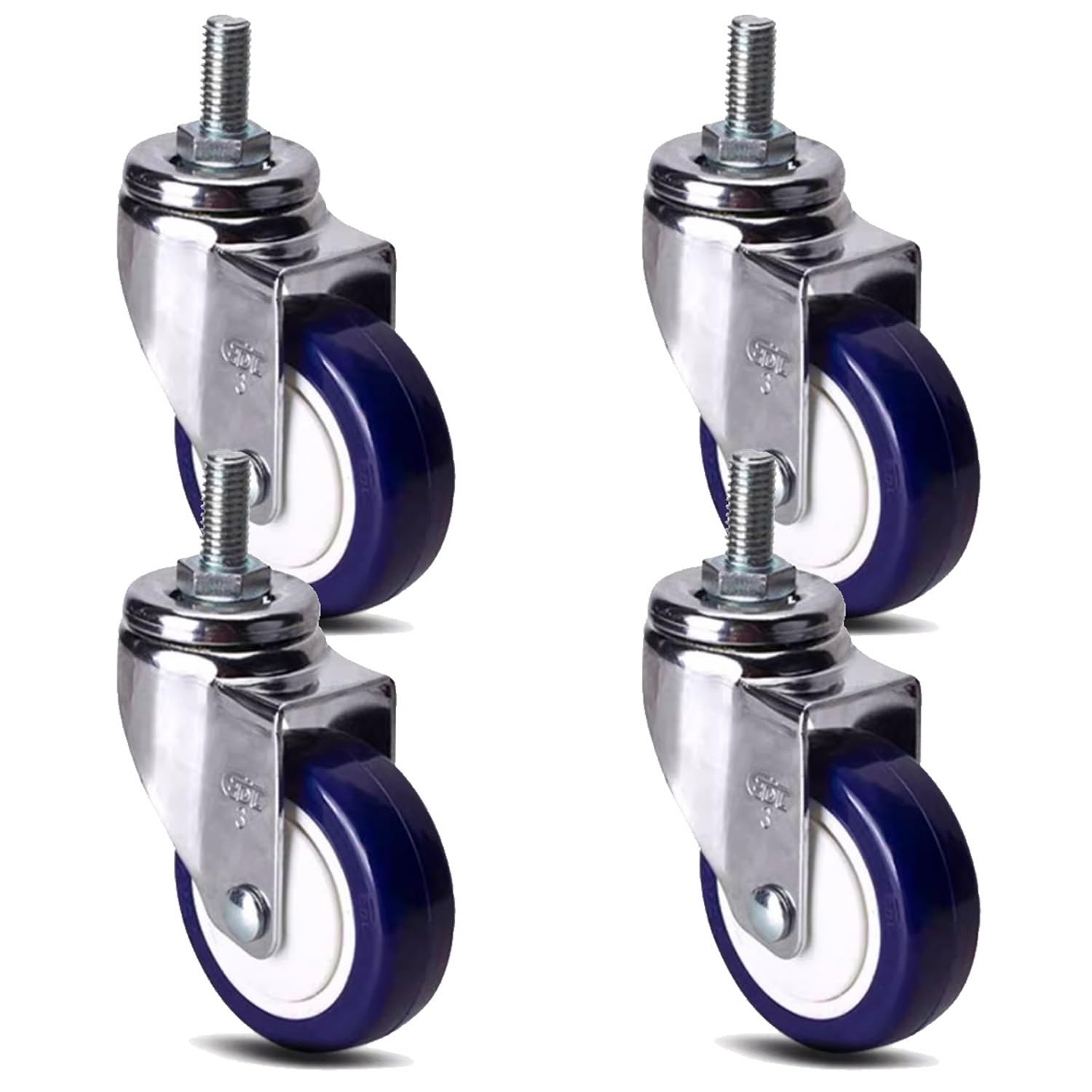 Threaded Wheels Caster Wheels 4 Pack Locking Stem Casters - M12 Threaded Swivel Wheels ...