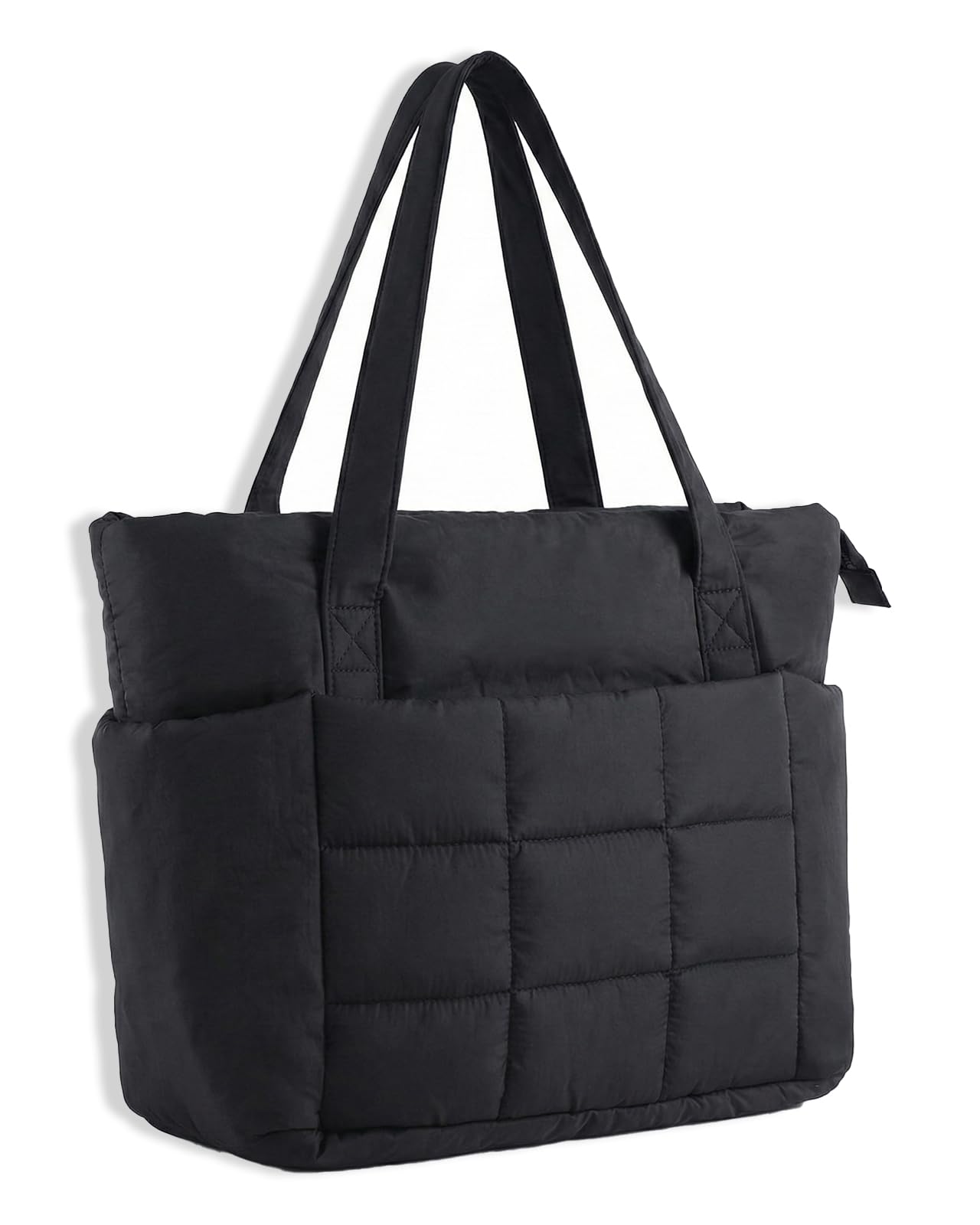 U U Puffer Tote Bag for Women Quilted 16 Laptop Work Tote with Yoga Mat Strap Luggage Sleeve
