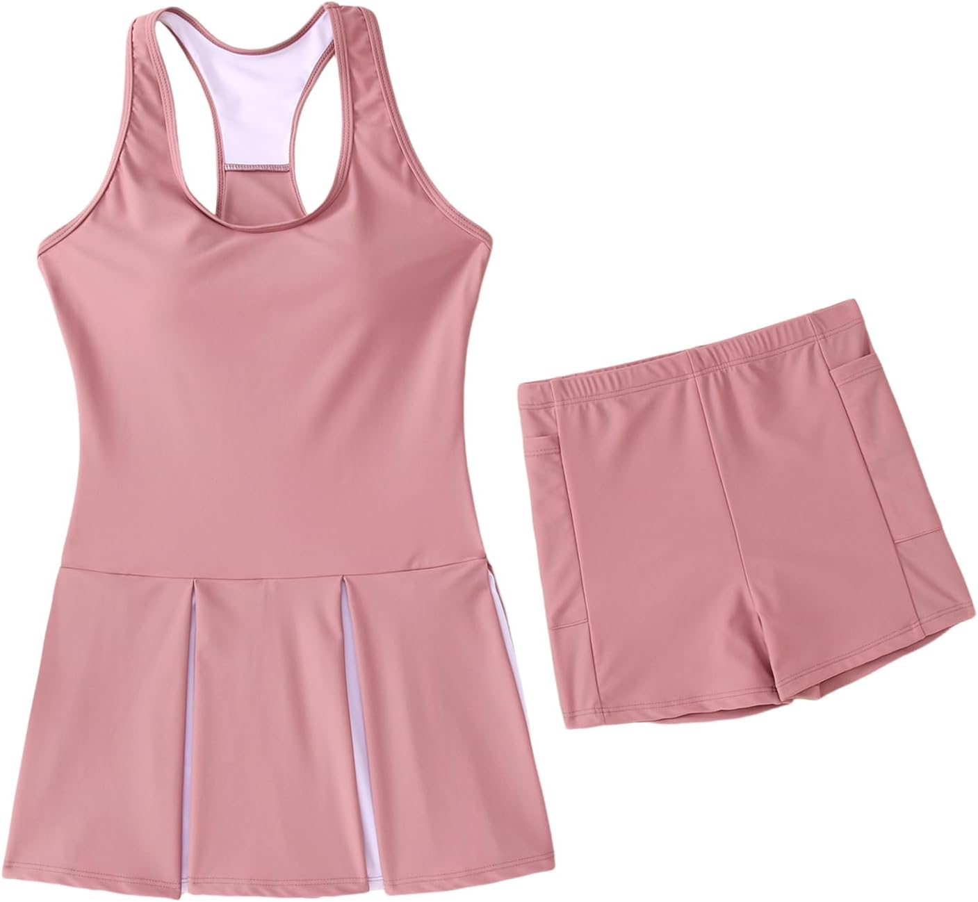 Girls Tennis Dress Golf Outfit Sleeveless Tank Top and Sport Skorts Set Pocket Kids Athletic Clothes with Shorts