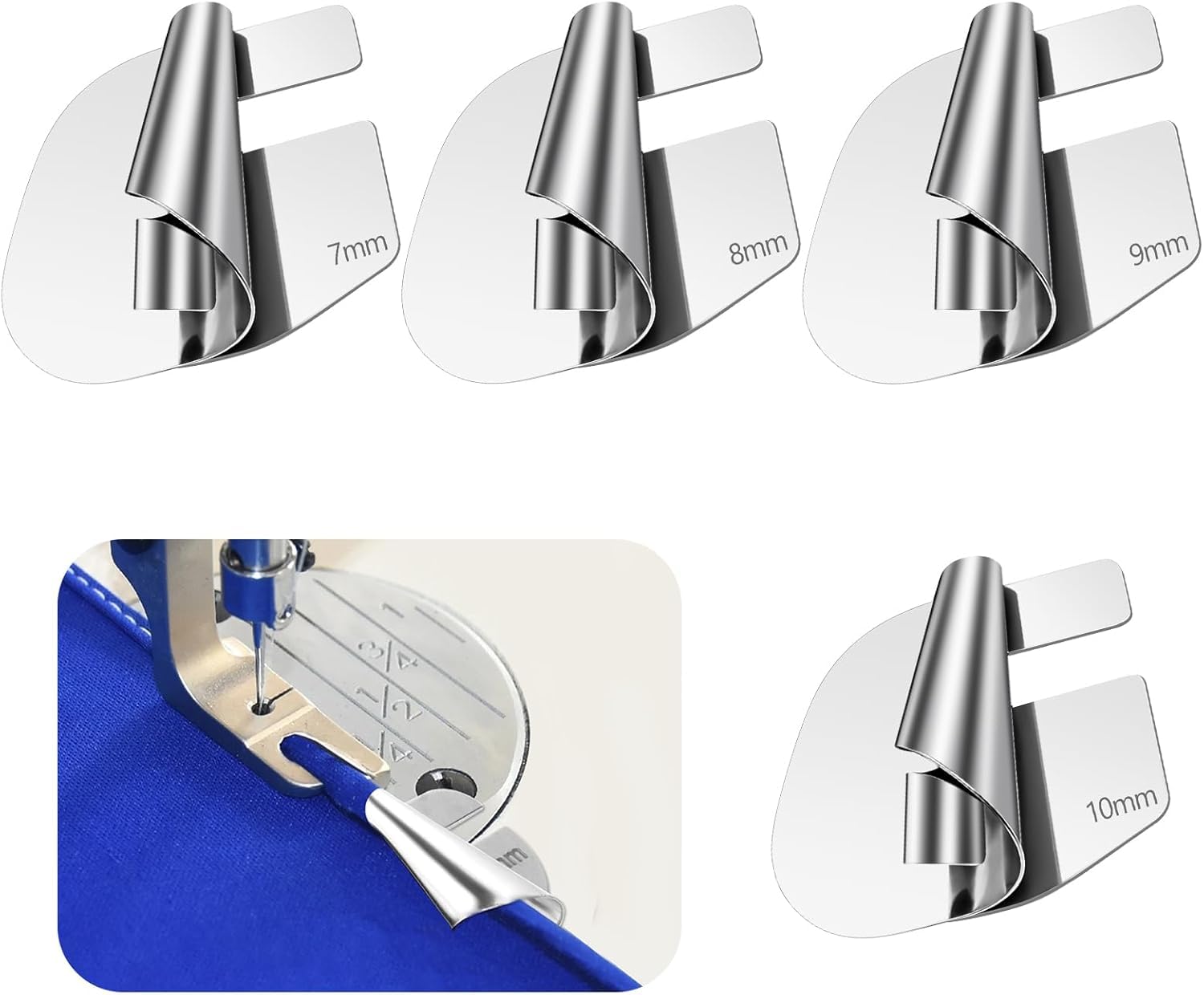 Sewing Rolled Hemmer Foot 4Pcs (7/8/9/10MM), Rolled Hem Presser Curved Scroll Rolled Hem Foot Foot Sewing Accessories Tools for Home Industrial-image-19