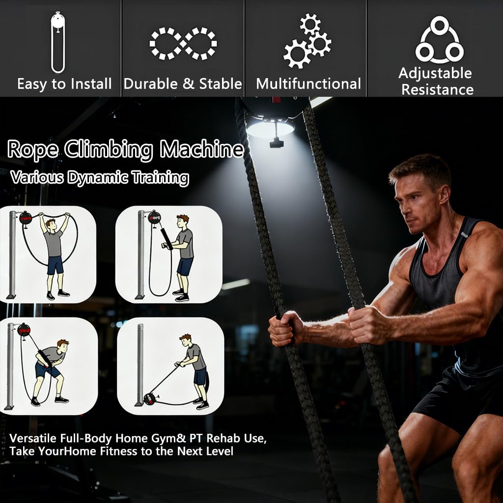 Endless Rope Trainer, Macchina a Corda Infinita Professionale, Resistenza Regolabile a Manopola (30 kg) per Palestre Commerciali e Studi Personal - capacità 150 kg