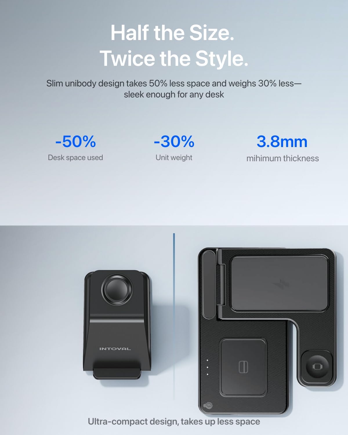 Intoval 3 in 1 Wireless Charging Station for iPhone and Apple Watch,Fast Wireless Charger Stand,Compact Desk Charging Dock for iPhone17 16 15 14 13/Pro/Max, iWatch11 10 9 Ultra/SE 3/3,AirPods