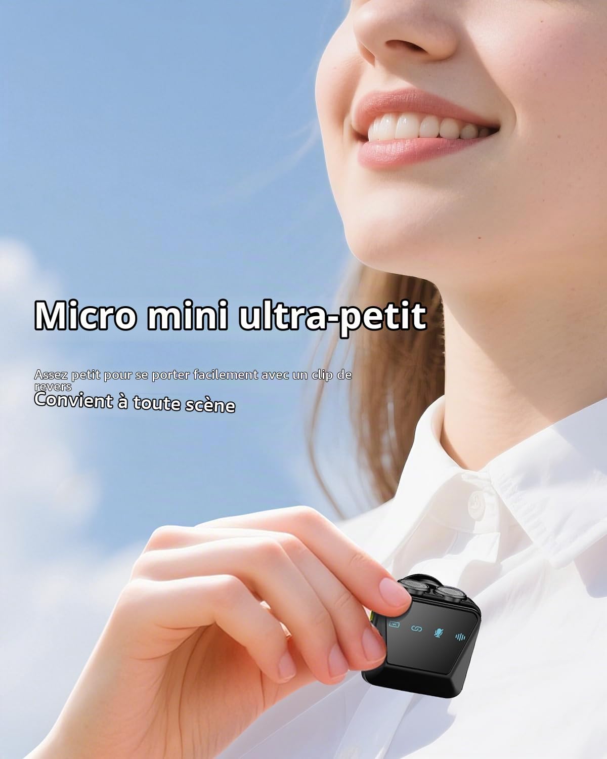 Micro Cravate sans Fil pour iPhone/Telephone Android,Microphone à revers USB C sur Réduction du Bruit pour enregistrement vidéo，Vlogging，TikTok，YouTube