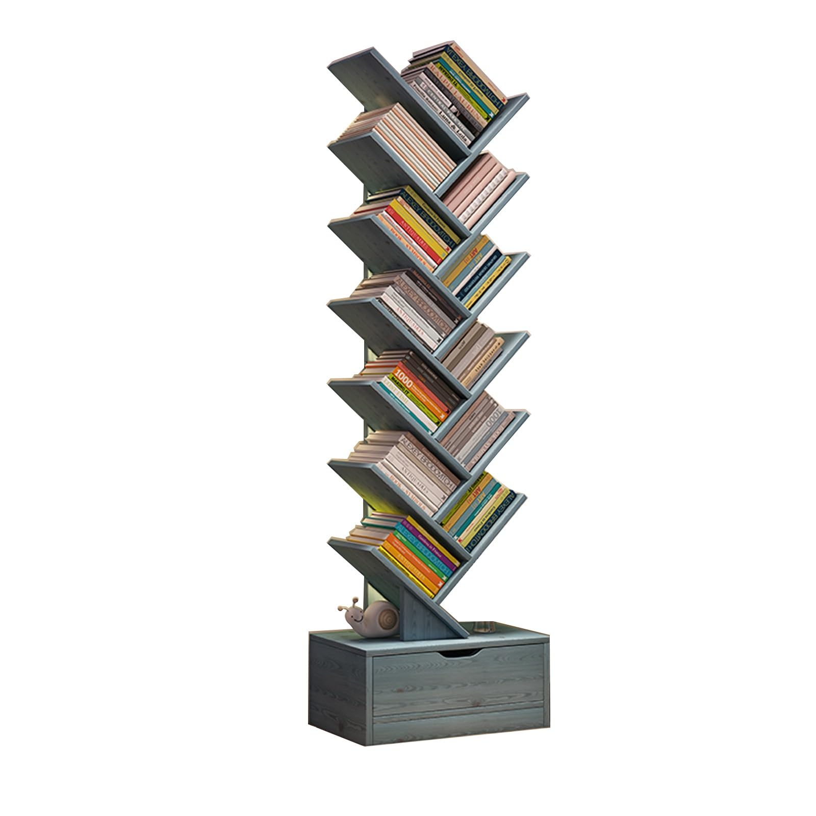 Libreria A Forma Di Albero HOOBRO - 9 Ripiani Aperti, Bianco, Per Soggiorno O Ufficio