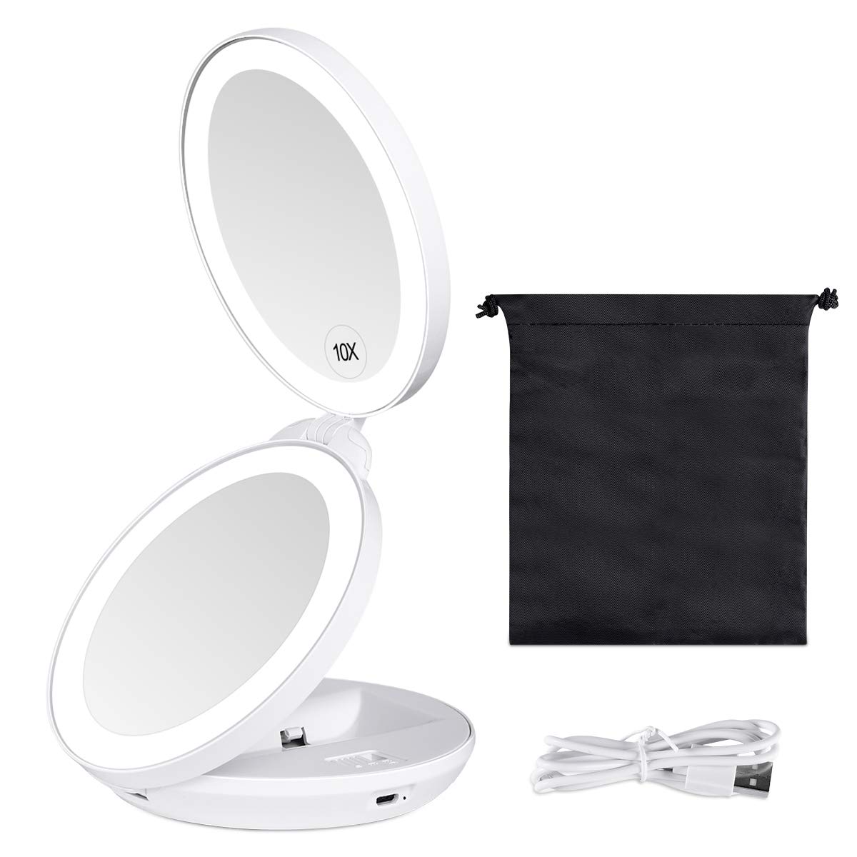 KEDSUM Upgraded Rechargeable LED Lighted Travel Magnifying Mirror, 1X