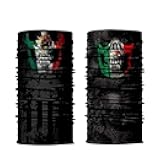 2pcs Mexico Flag Skull Face Sun Scarf Balaclava Head Band Beanie Skeleton Headwear Neck Gaiter Scarf for Women Men Hiking Fishing Cycling Hunting Motorcycles