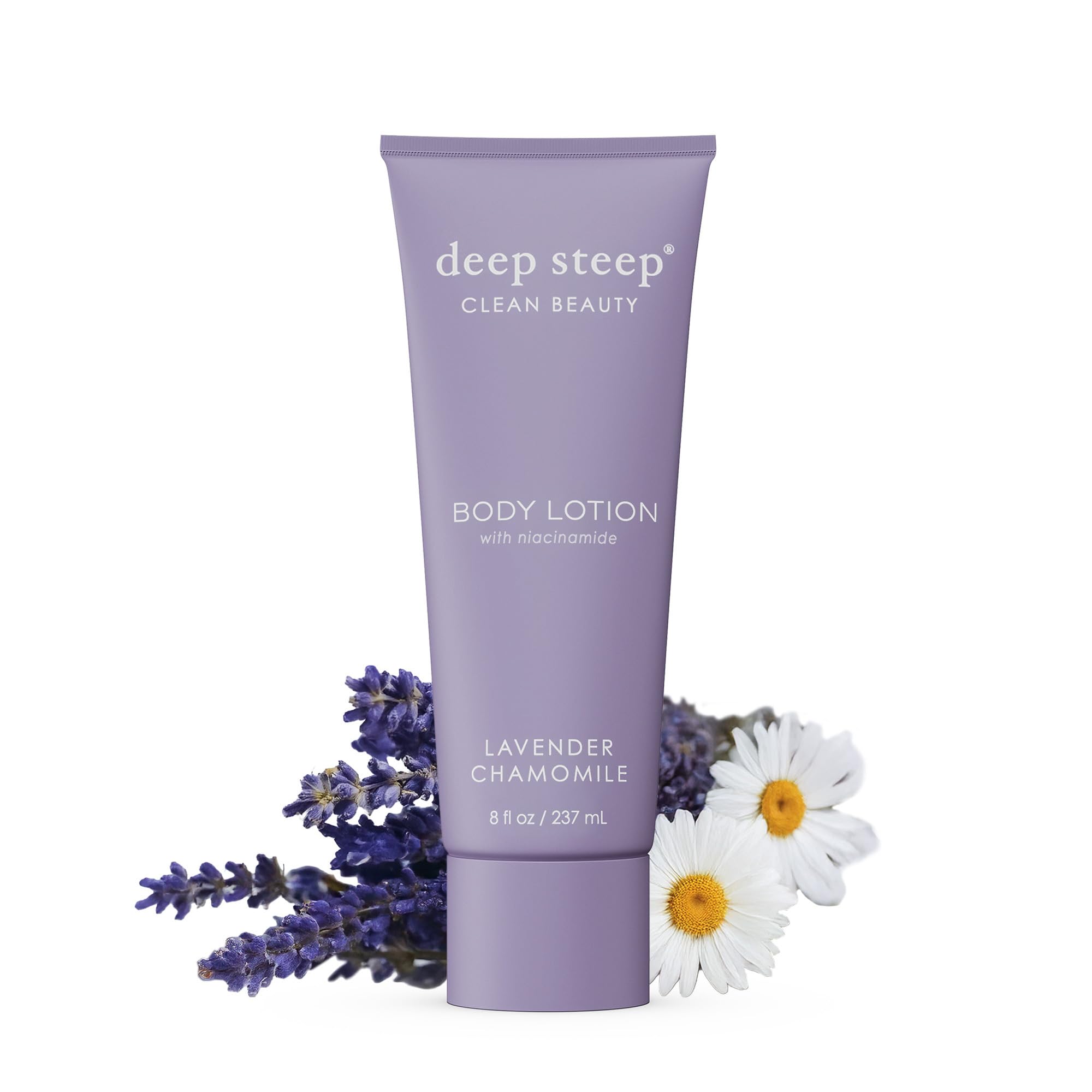 Deep Steep Body Lotion, Lavender Chamomile, 8 oz – Moisturizer with Coconut Oil, Shea Butter, Argan Oil, Aloe Vera & Niacinamide – Vegan, Clean Beauty