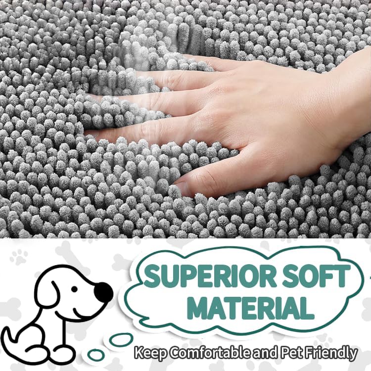 review Mud Mats for Dogs Large Soft Microfiber Dog Mat for Muddy Paws Absorbent Dog Door Mat with Non Slip Backing Dog Rugs for Muddy Paws Quick Dry Mud Mat for Entry & Indoor (24”X36”, Grey)