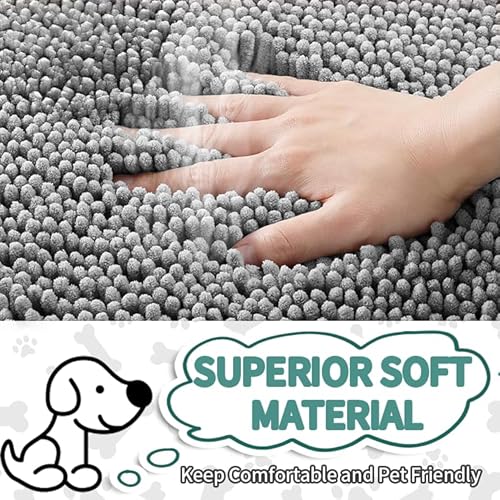 Rujdveii RI-XNE-GMD-GREY-20X30 Dog Door Mat Soft Microfiber Dog Mat thumb #3