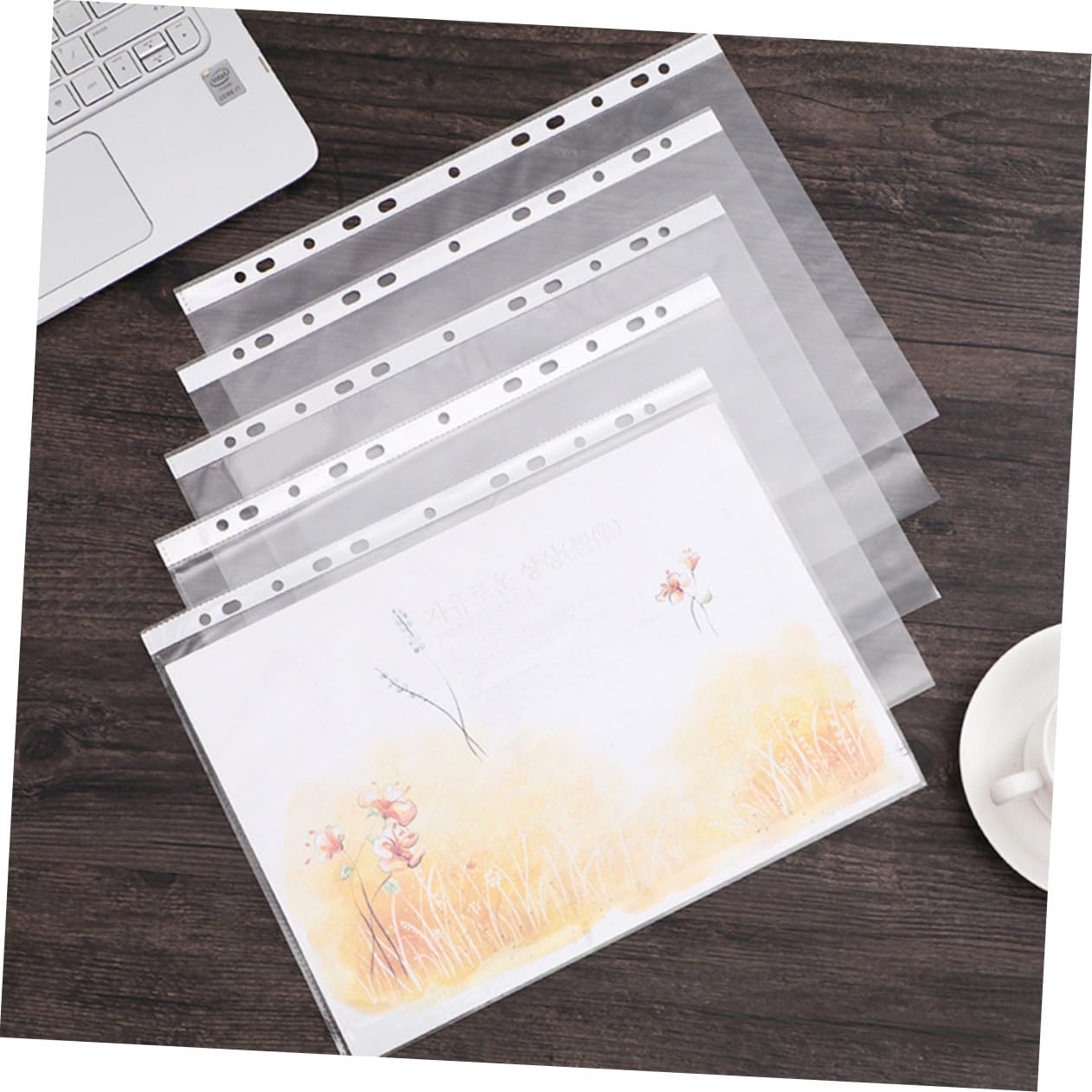 Pochette de Documents A4 11 Trous en Pp, Lot de 100 Feuilles