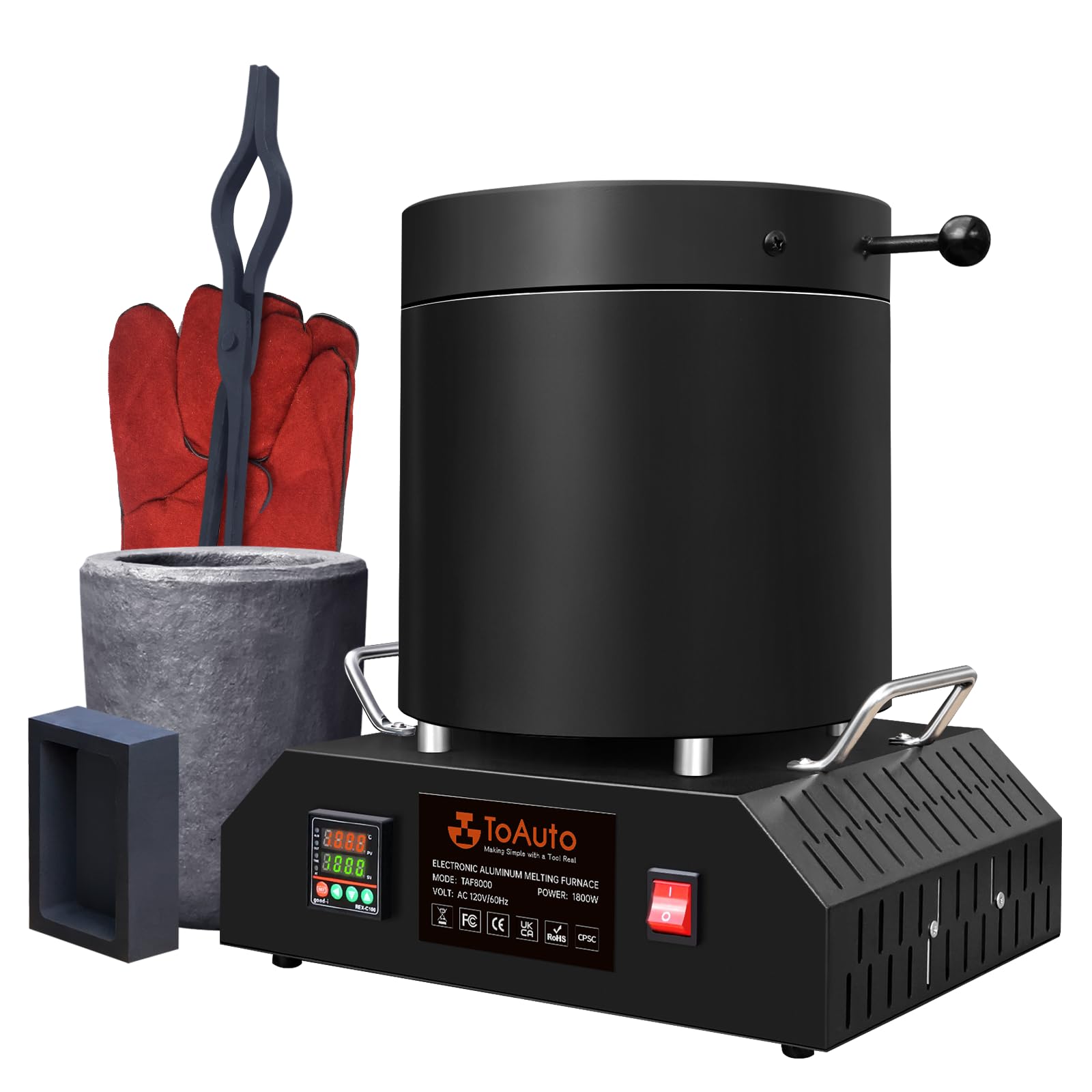 TOAUTO 8KG Large Electric Aluminum Melting Furnace ‎TAF8000, 1800W