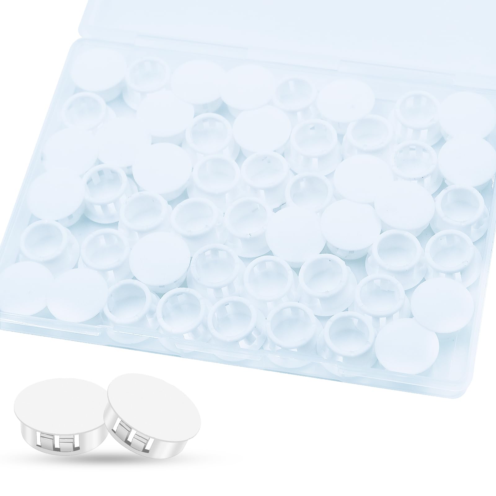 50Pcs 5/8"(16mm) White Plastic Hole Plugs, White Hole Plugs Hardware Plugs for Round Holes, Knockout Plugs Screw Hole Plugs for Reserved Holes in Kitchen Cabinet