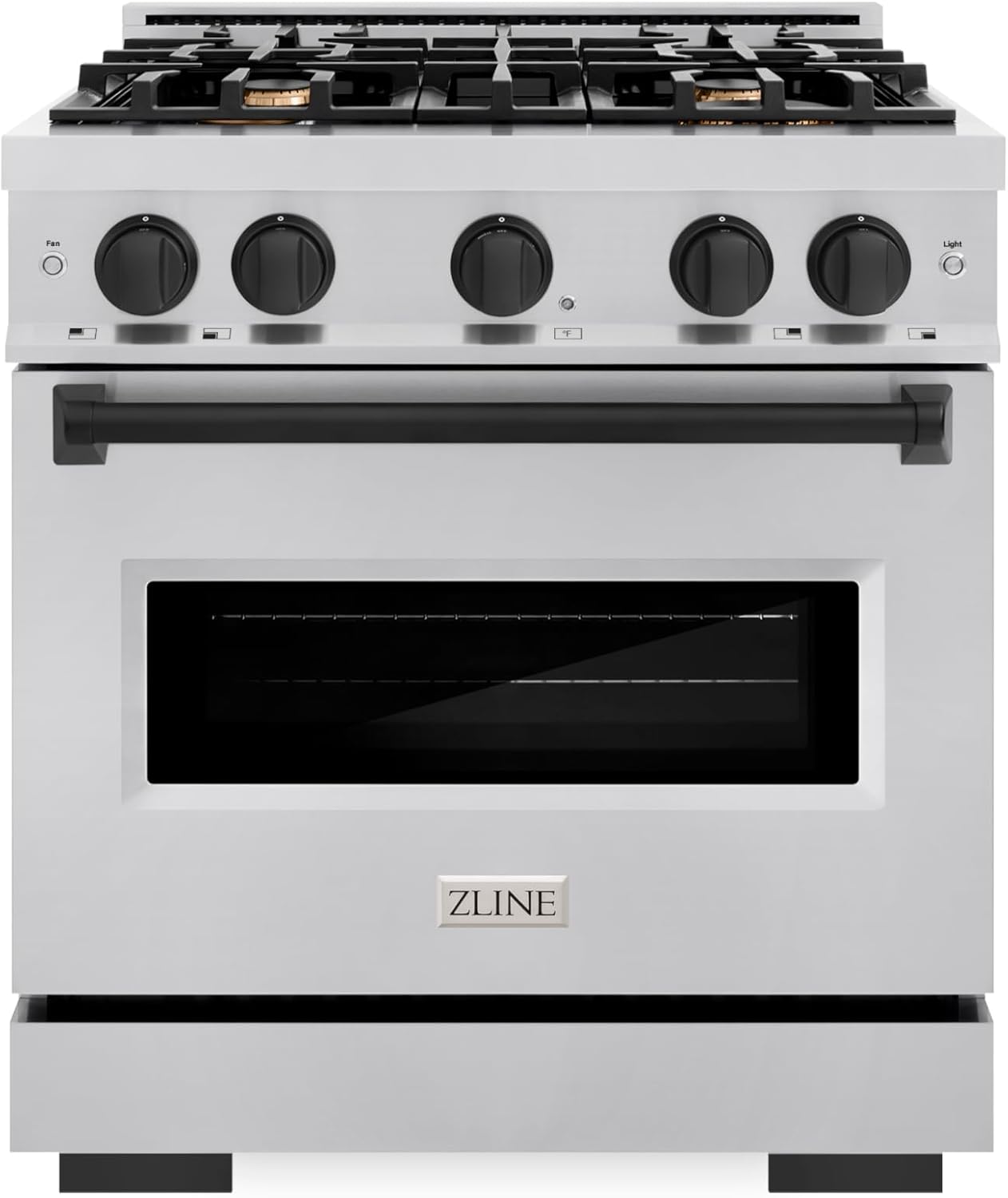 ZLINE Autograph Edition 30 in. 4.2 cu. ft. Classic Dual Fuel Range with 4 Burner Gas Cooktop and Electric Convection Oven in Stainless Steel with Matte Black Accents (CDRZ-30-MB)