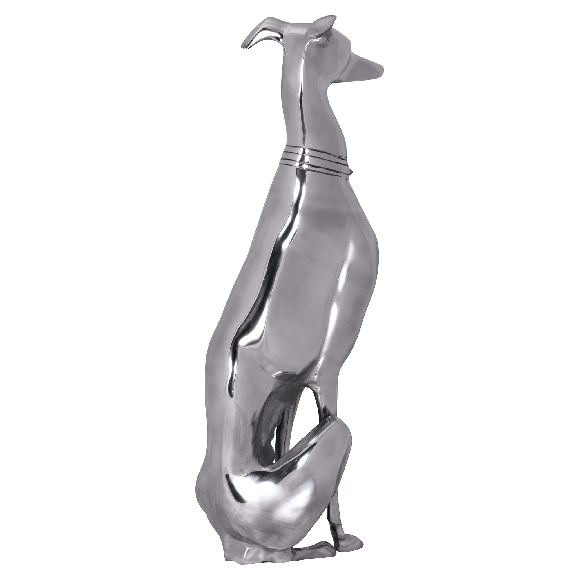 WOHNLING decoración de Perro Diseño de Aluminio Plateado Perro Galgo Escultura Estatua
