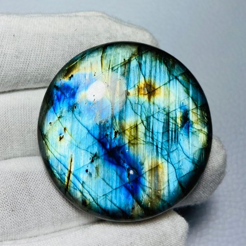 Cabochon rond en labradorite naturelle 42mm pour création de bijoux DIY