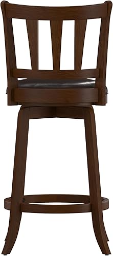 Miniatura 55 de Hillsdale Presque Isle Taburete giratorio de madera con asiento de piel sintética, altura de barra, color negro Negro -,gris (Aged
