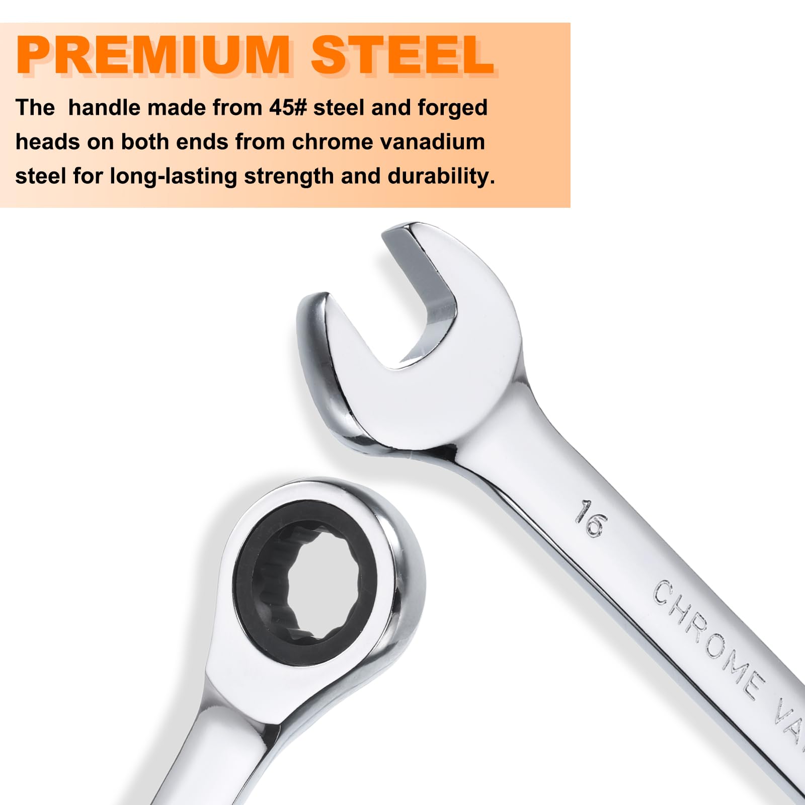 HARFINGTON 20mm Ratcheting Combination Wrench – 12-Point Metric, 72-Tooth, 5° Swing, CR-V Polished Chrome, Double-End Gear Spanner For Repair