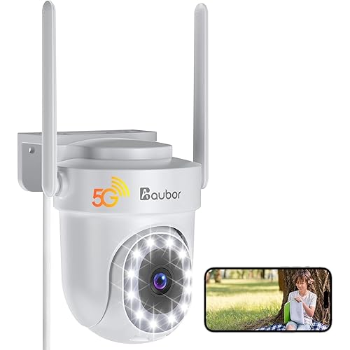 5G WiFi Security Cameras Outdoor, 4MP Cameras for Home Security,Motion Detection and Siren,Color Night Vision,2 Way Talk,360° View,Work with Google/Alexa-White