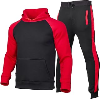 Tracksuits Set Outfits for Men Loose Warm Workout Hooded Pullover Sweatsuits Casual 2 Piece Jogging Suits with Pocket