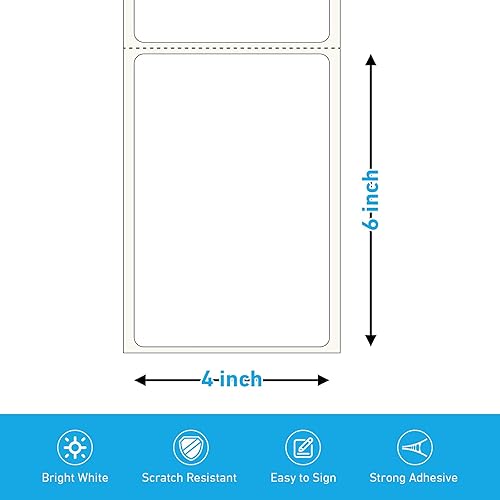Miniatura 3 de Rongta Fanfold - Etiqueta térmica directa, etiqueta de envío de 4 x 6, adhesivo permanente, impresión transparente, grado comercial (500 etiquetas