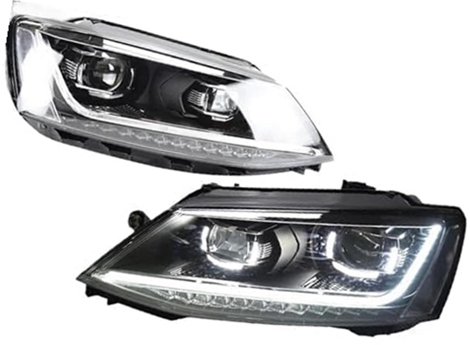 Wivplex Przednie światło przeciwmgielne samochodu Obudowa reflektora samochodowego, dla Vw, Jetta, Mk6 2011-2018 Reflektory Drl Żarówka biksenonowa Światła