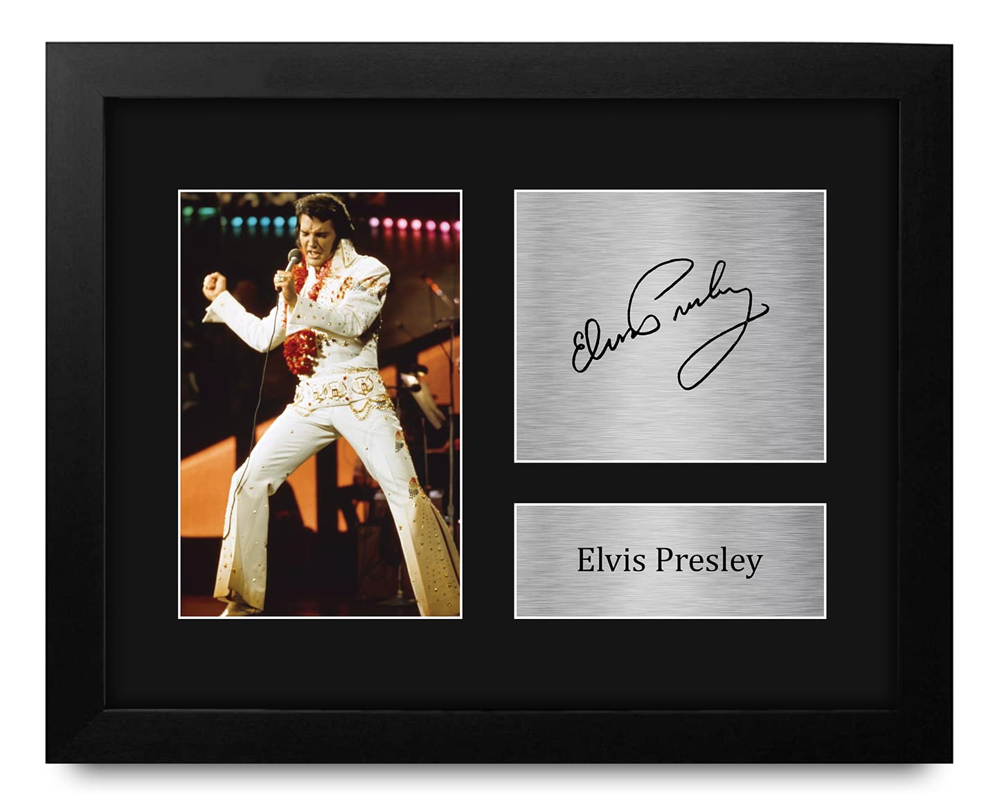 HWC Trading Elvis Presley Gifts USL Framed Printed Signed Autograph Picture for Music Memorabilia Fans - US Letter Size
