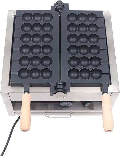 Miniatura 3 de Brocheta eléctrica comercial de burbujas de 110 V 1400 W, máquina de 6 rejillas antiadherentes, mini panqueques antiadherentes, máquina para hornear