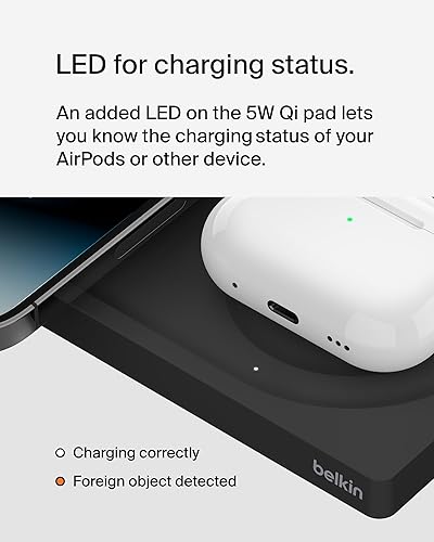 Miniatura 6 de Belkin 2-in-1 Wireless Charging Pad with MagSafe 15W, Fast Charging iPhone Charger - Wireless Charging Station for iPhone 16, 15, 14, and 13 Series,