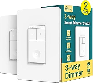 TREATLIFE 3 Way Smart Dimmer Switch 2 Pack, 2 Master Dimmer Switch Compatible with Alexa, Google Assistant, WiFi Light Switch Remote Control, Neutral Wire Needed, Schedule, No Hub Required