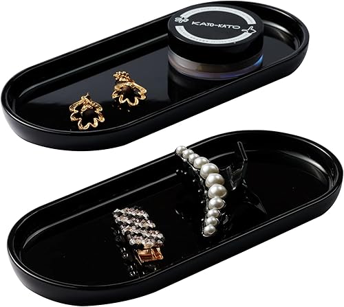 Miniatura 2 de SheeChung Bandeja de acrílico para tocador, bandeja organizadora de almacenamiento de baño, paquete de 2 bandejas Catchall, bandeja para fregadero