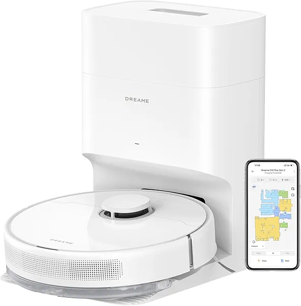 DREAME D10 Plus Gen 2 Robot Vacuum and Mop with Self Emptying Base for 90 Days of Cleaning, 6000 Pa Suction and LiDAR Navigation, Obstacle Avoidance, Wi-Fi Connected