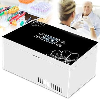 Mini Insulin Refrigerated Box,Portable Medicine Cooler Refrigerator,Built-Battery Travel Car refrigerator,for Travel Home Constant Temperature Reefer Rechargeable LCD Display 0-18℃ Adjustable,2Battery