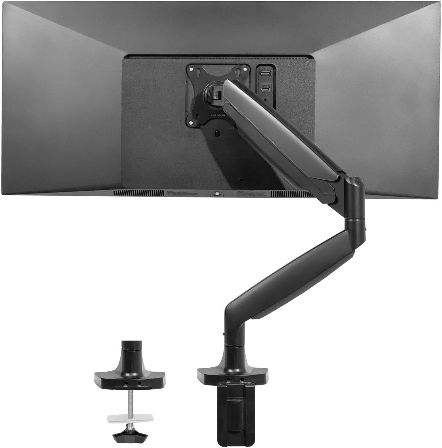 Single Piece Extra Wide 40" Monitor Desk Stand with Pneumatic Spring Arms