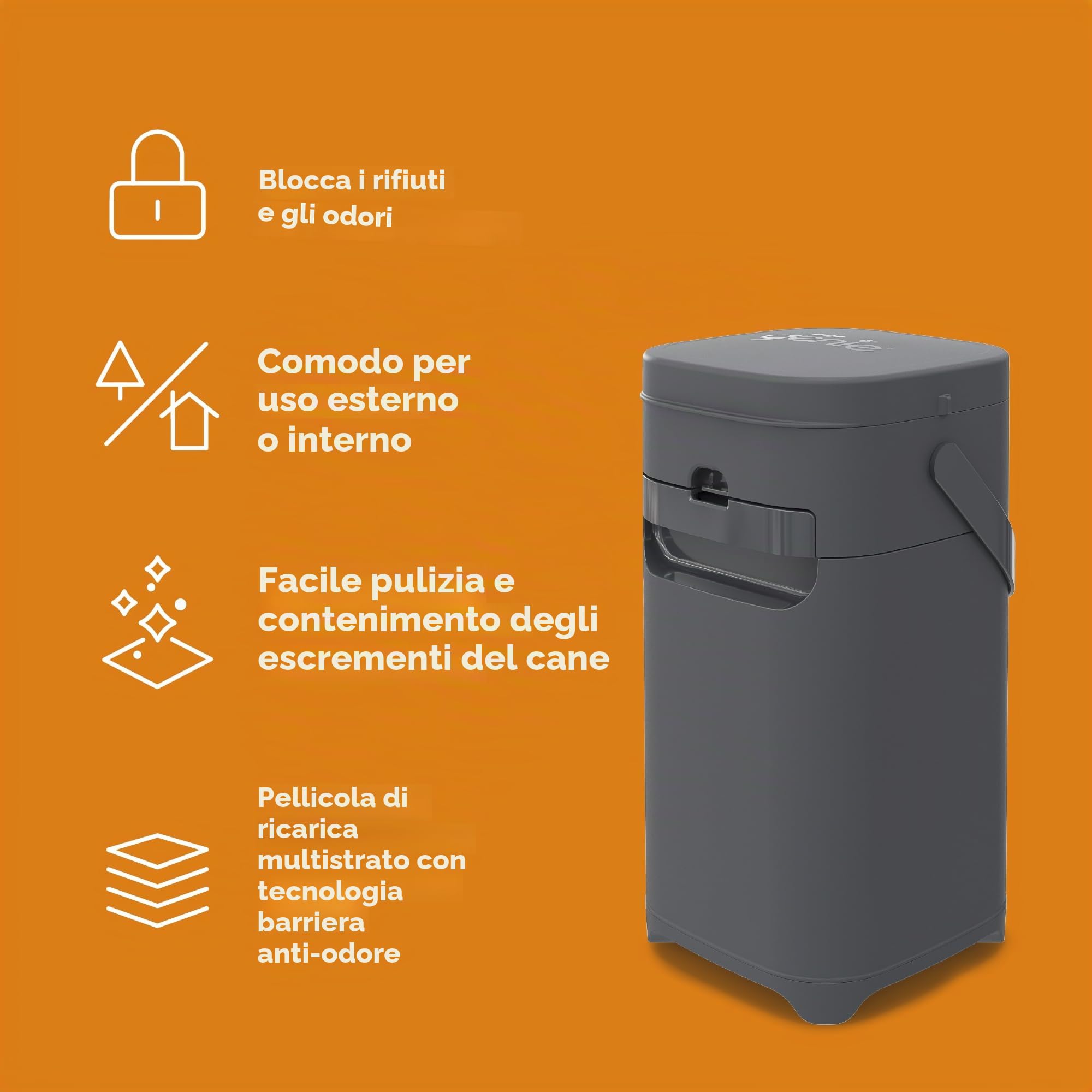 Pet Genie Secchio | Sistema di smaltimento dei rifiuti del cane per il controllo degli odori all'interno e all'esterno | Cestino per la cacca del cane | Include 1 sacchetto quadrato di ricarica che