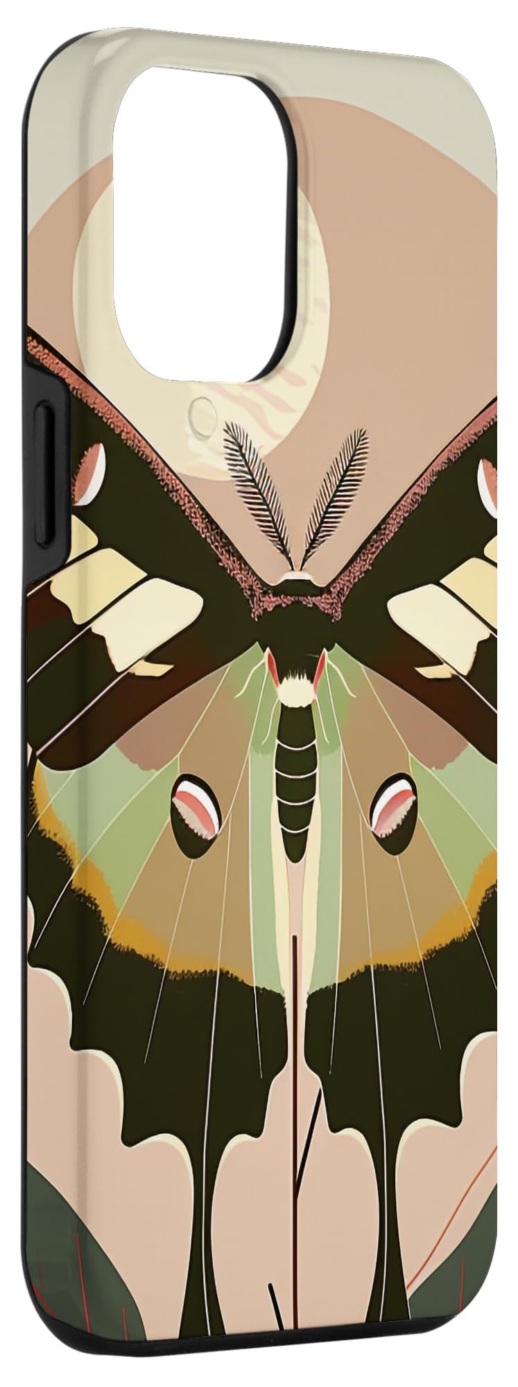 iPhone 13 Pro Max Pastel Taupe Cute Floral Luna Moth Abstract Case - Image 3