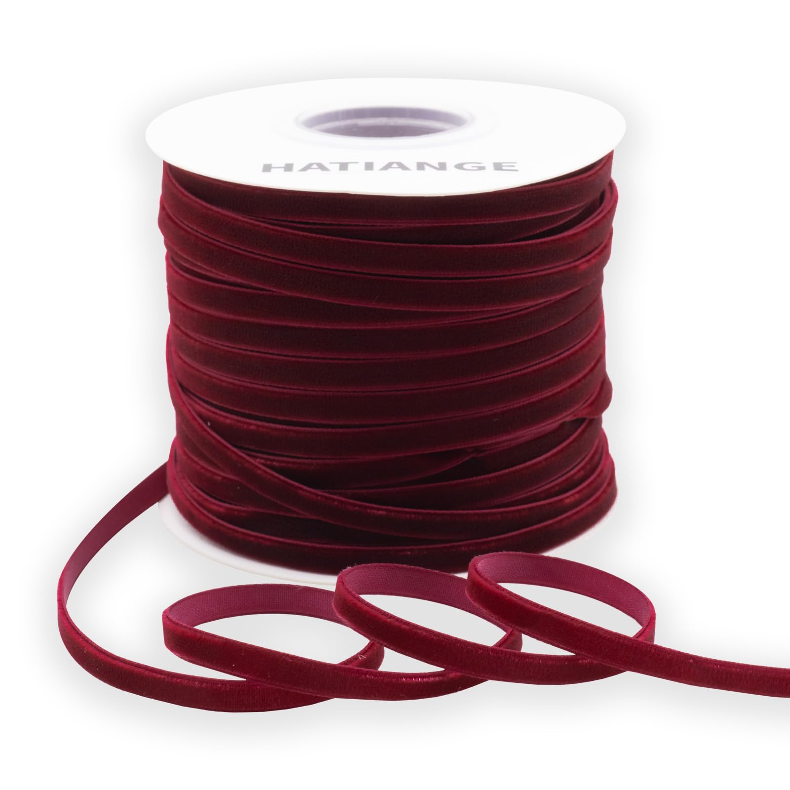 HATIANGE Wine Velvet Ribbon 1/4 Inch X 50 Yards for Gift Wrapping, Hair Bows, Choker, Wedding Decorations