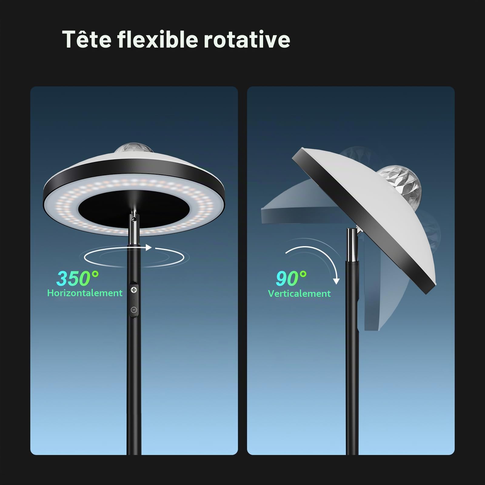 DUSKTEC Lampadaire 3-en-1 avec projecteur Galaxy Star et Aurore Boréale RGB