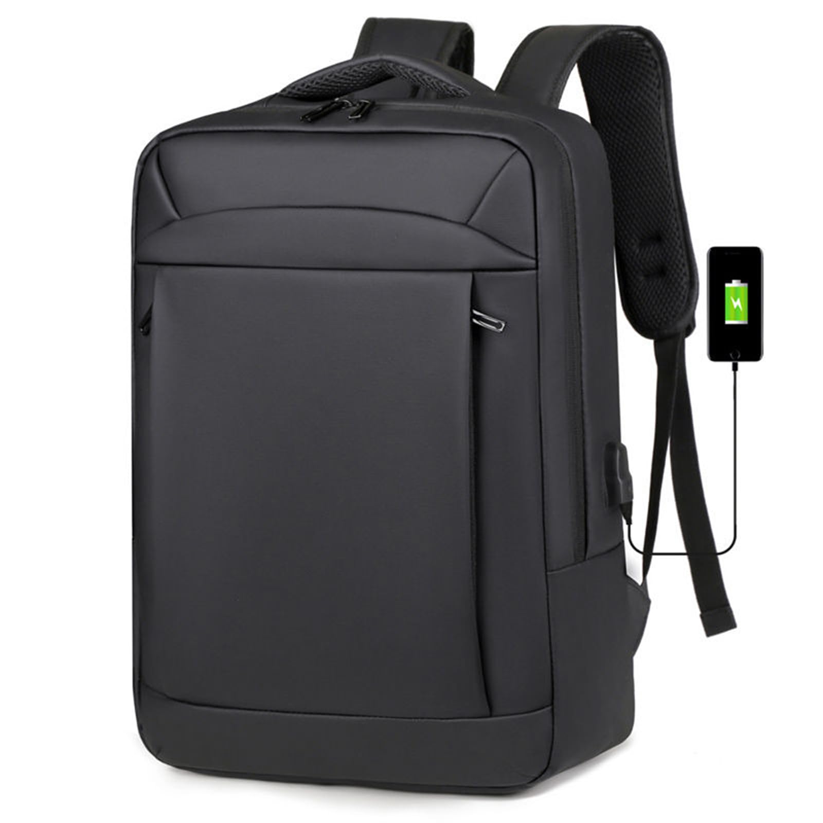 Waterproof Black Laptop Backpack 17-Inch with RFID Protection and USB Charging Port, Durable Oxford Material, Large Capacity Travel, Work and School Bag for Men & Women