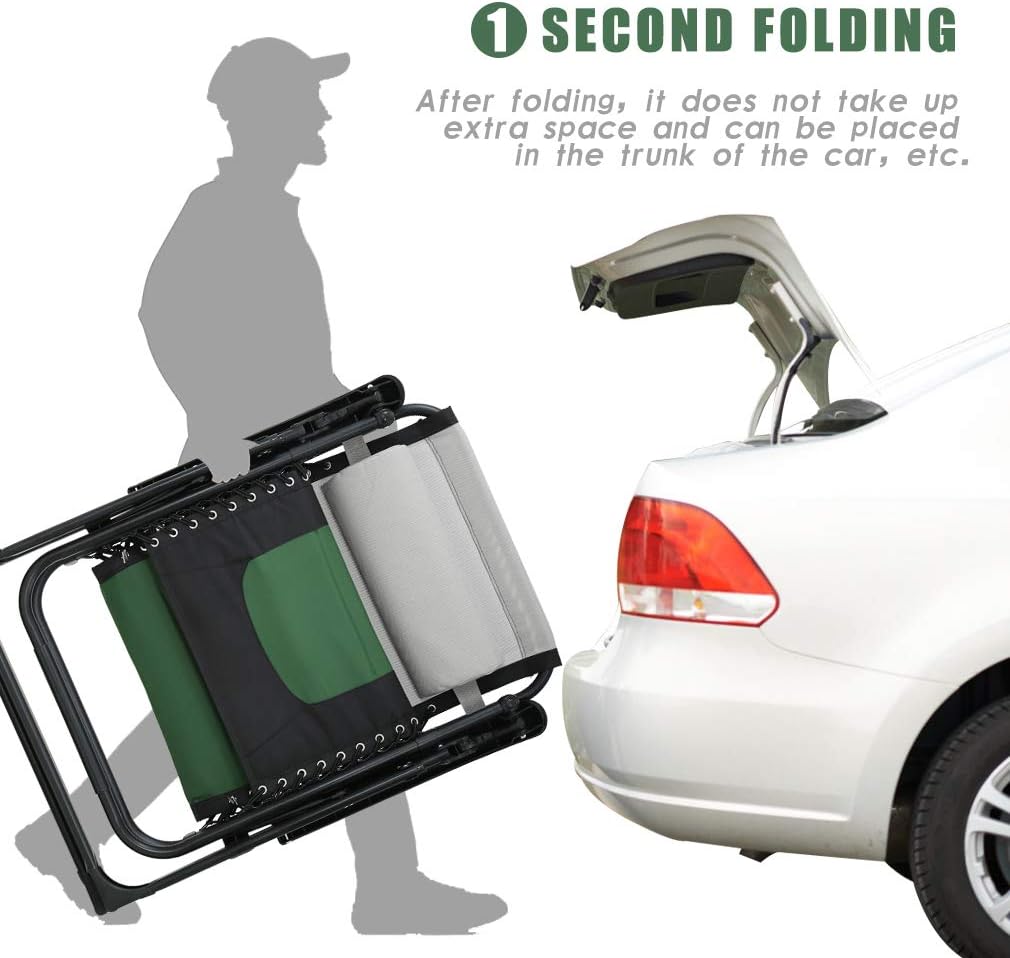 Oversized Padded Zero Gravity Chair Lounge Chair Outdoor Patio Recliner with Cup Holder Adjustable Headrest for Patio Pool Deck Camping Support 380lbs (1, Green)