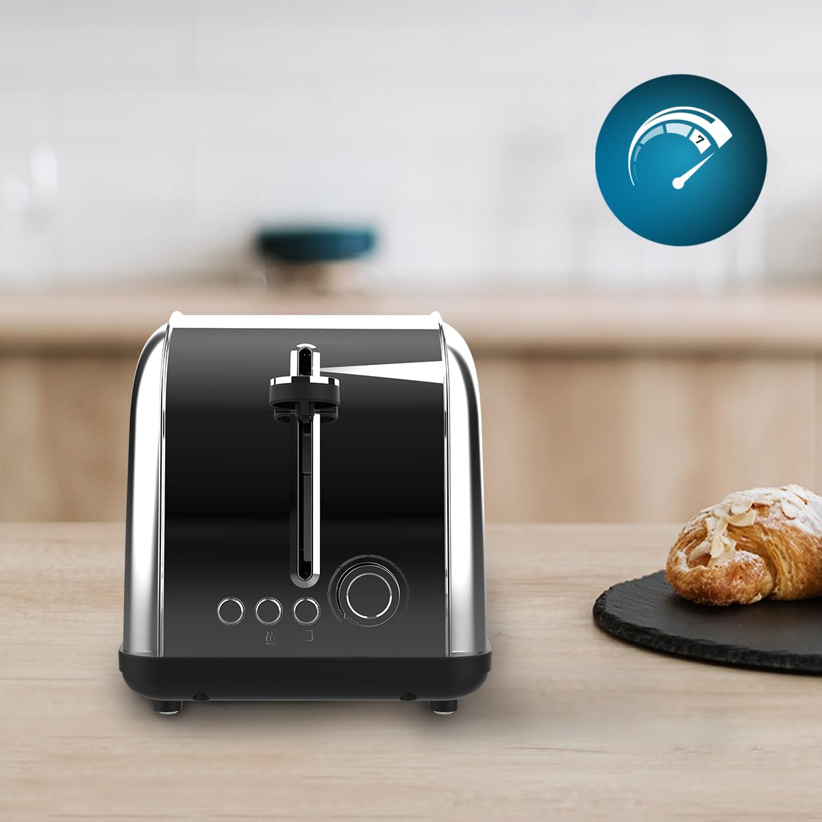 Cecotec Tostapane Verticale 2 Slot Brevi Toastin' time 850 Inox Lite. 850 W, 2 fette di pane, fessura larga 3,8 cm, supporto per panini e vassoio raccogli briciole, acciaio inossidabile