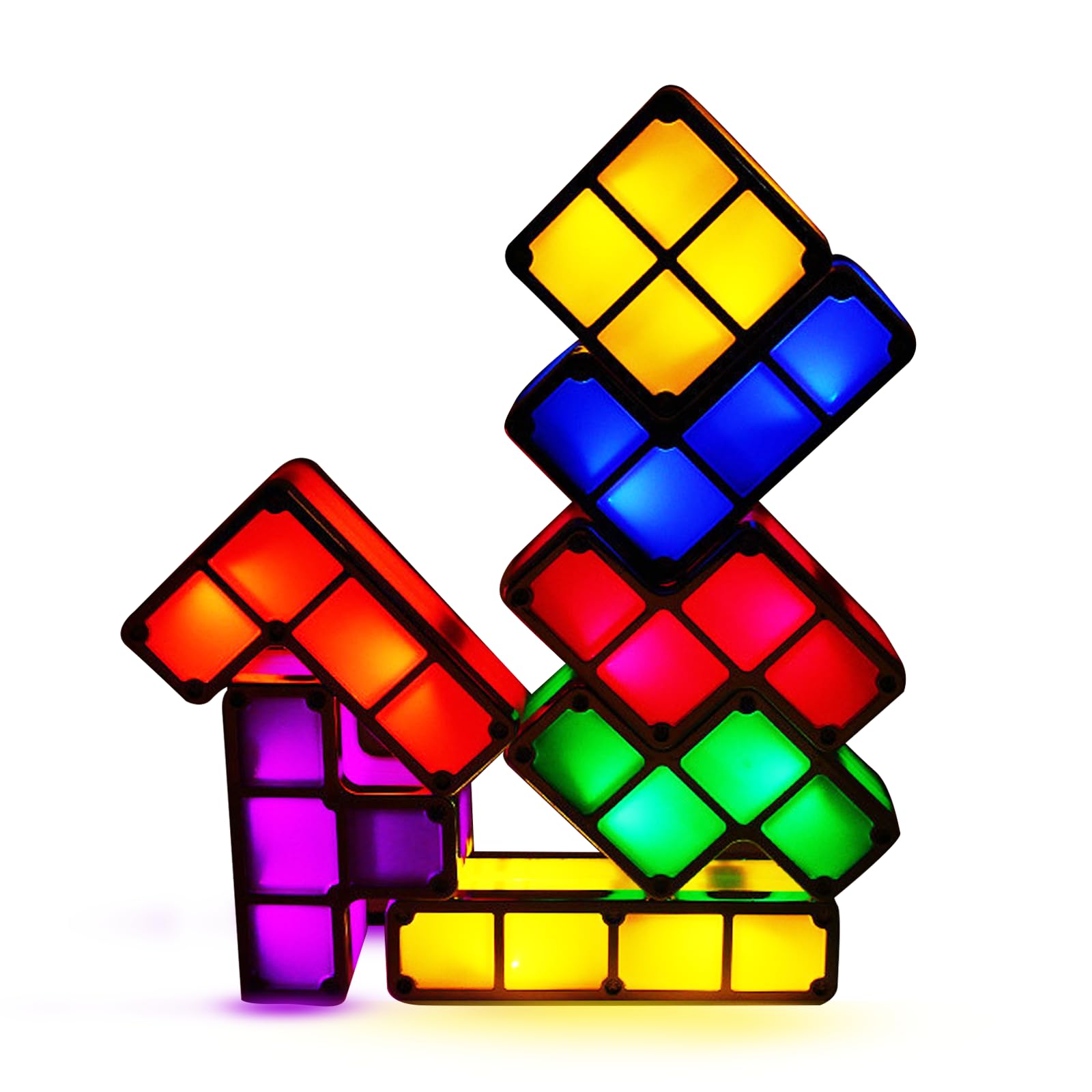 IHONYI Table Lamp DIY Tetris Puzzle Light LED Bedroom Bedside Lamp Multicolored Night Light Creative Stackable Desk Lamp Light Lamp for Bedroom Mood Lights Home Office Decor