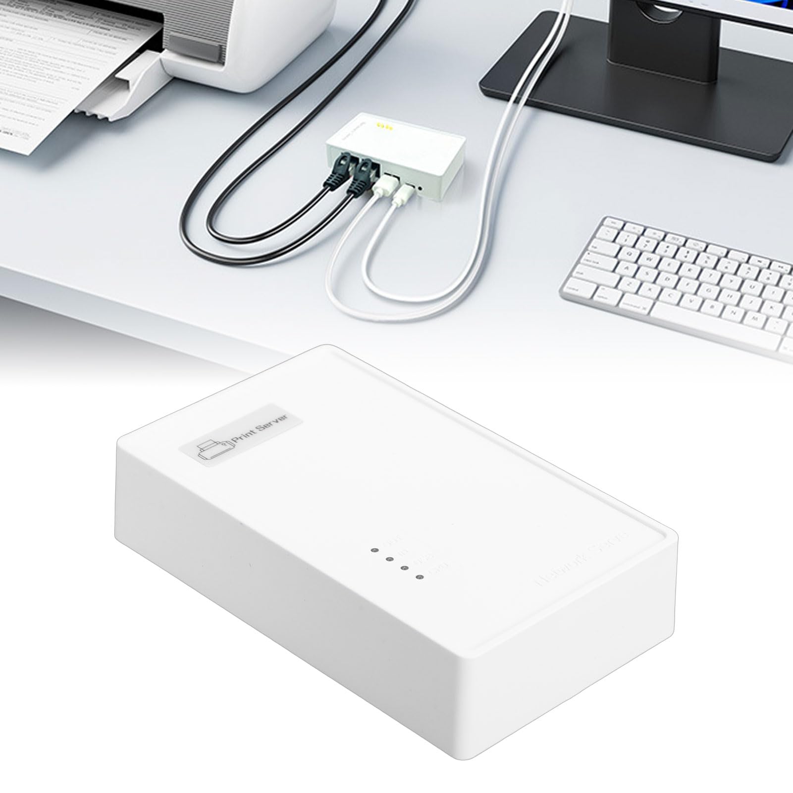 Keenso Server di Stampa Wireless USB Design Compatto per la Condivisione di più Dispositivi in ​​ufficio, Materiale ABS Resistente