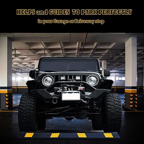 Miniatura 9 de VayWay - Borde de goma de alta calidad y resistente, tapón de 72 pulgadas con cinta reflectante amarilla, tapón de estacionamiento de grado