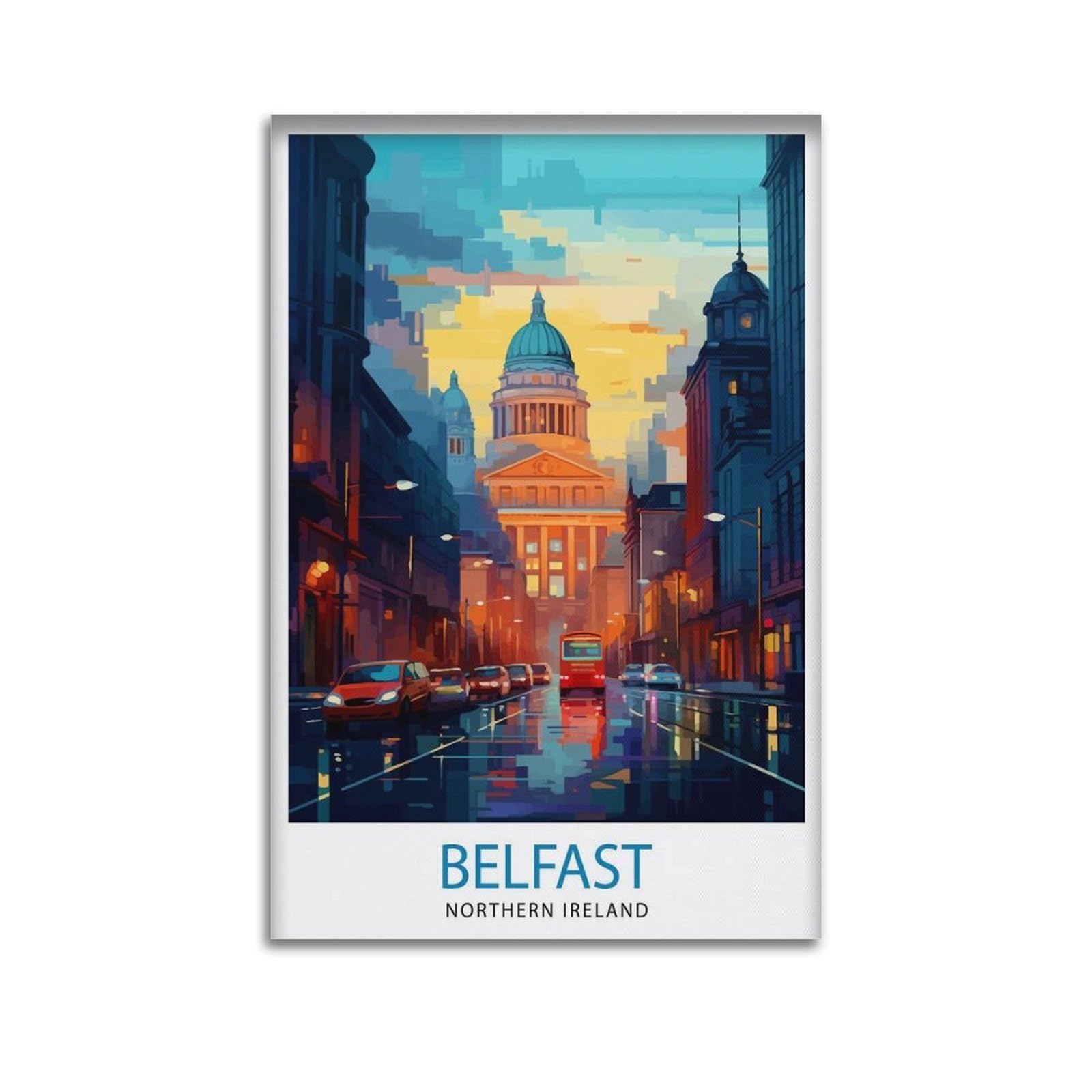 xiaoxiaoshen Belfast Northern Ireland Travel Cityscape Gift Canvas Poster Wall Art Prints Room Aesthetic Murals Bedroom And Living Decorations 16x24inch(40x60cm)