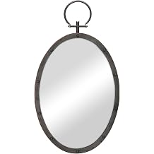 Stonebriar 24.6" x 14" Oval Bronze Metal Wall Mirror with Rivet Detail and Hanging Loop, Decorative Rustic Decor for the Living Room, Bedroom, Bathroom, and Entryway
