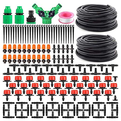 Etase Garden Automatic Drip Irrigation Set,30M Adjustable DIY Irrigation Kit,1/4 inch Heavy Duty Tube Watering Kit for Patio Lawn Garden Greenhouse Flower Bed